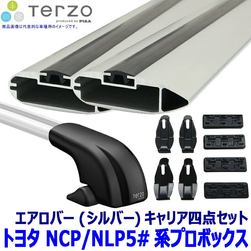 TERZO テルッツオ テルッツォ トヨタ プロボックス NCP/NLP5#系用ベースキャリア フット＋エアロバー(シルバー)＋ホルダー四点セット