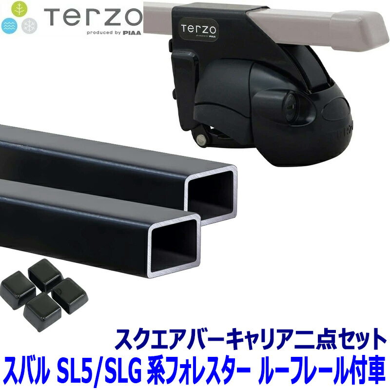 TERZO テルッツオ テルッツォ スバル フォレスター SL5/G系ルーフレール付車用ベースキャリア フット＋スクエアバー二点セット EF11BL&EB2