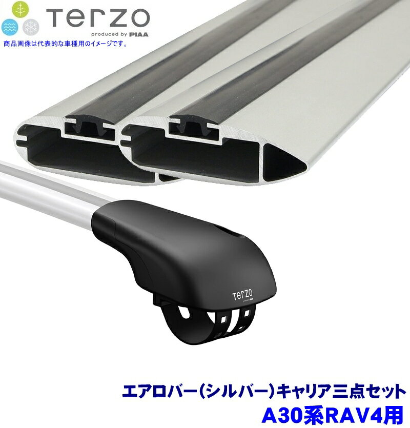 TERZO テルッツオ テルッツォ A30系RAV4(H17.11～H28.7ルーフレール付)用ルーフキャリア フット＋エアロバー(シルバー)三点セット EF103A＆EB84A＆EB84A