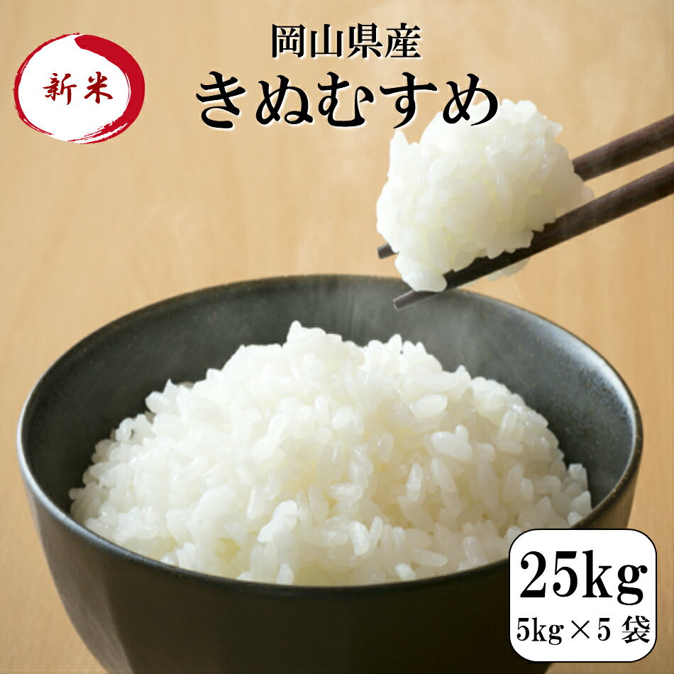 新米 令和2年産 お米 25kg 送料無料 岡山県産きぬむすめ 25kg(5kg×5...