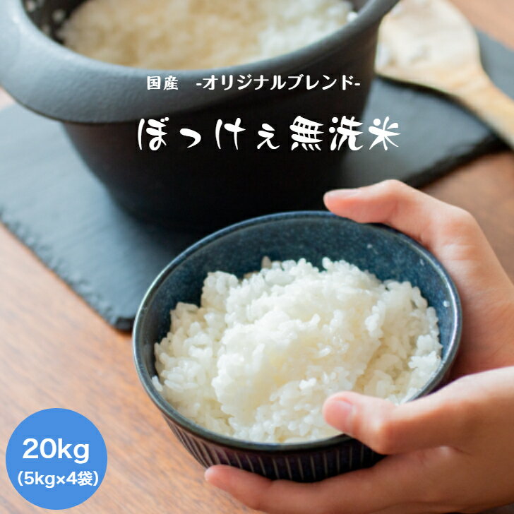 無洗米 お米 20kg 送料無料 令和5年産入り ぼっけぇ無洗米 ぼっけえ無洗米 20kg(5kg×4袋) 国内産 オリジナルブレンド【北海道・沖縄別途送料追加】