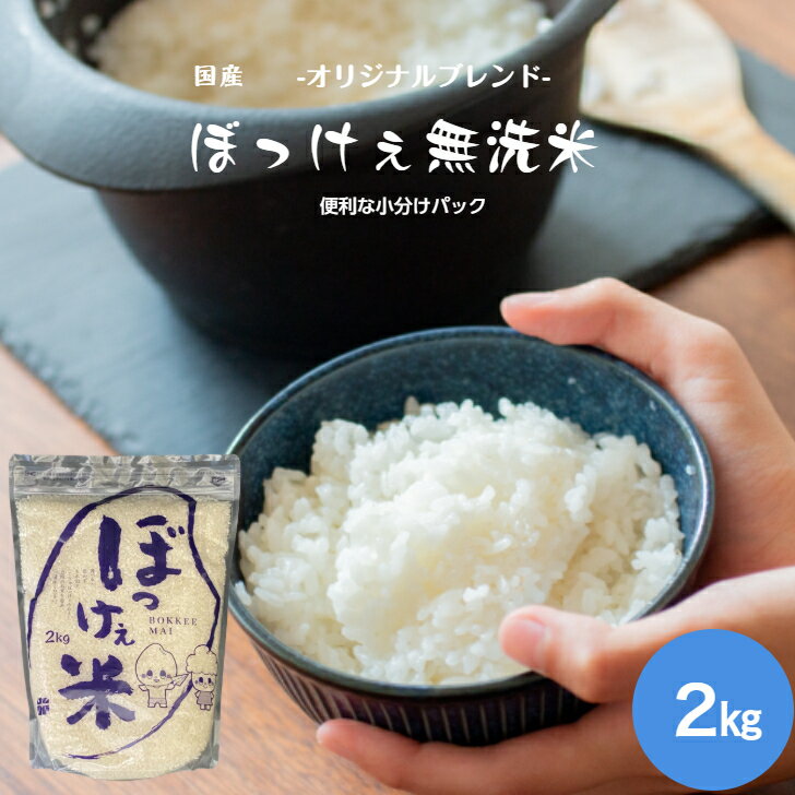 無洗米 お米 2kg 送料無料 令和5年産入り ぼっけぇ無洗米 ぼっけえ無洗米 2kg×1袋 小分けパック チャック付き 2000円ぽっきり 国産