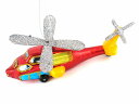 【Red Glitter Helicopter Ornament】 ヘリコプター クリスマス オーナメント