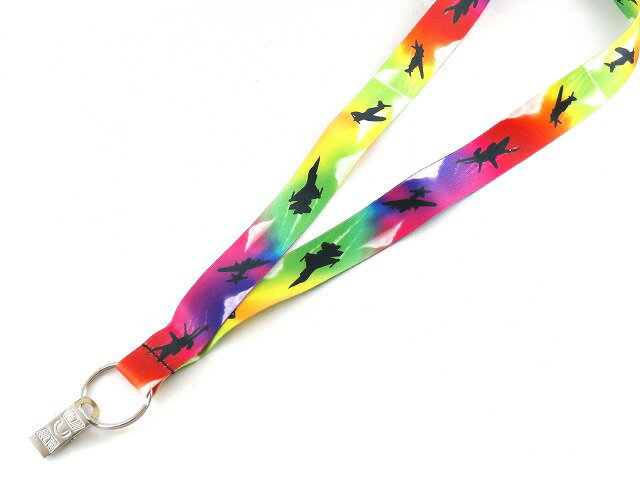 【Airplane Lanyard】 飛行機シルエット タイダイ柄 ネックストラップ