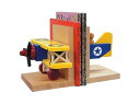 【Yellow Biplane Bookends】 飛行機 木製 ブックスタンド|詳細画像
