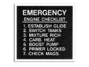 EMERGENCY ENGINE CHECKLIST PLACARD