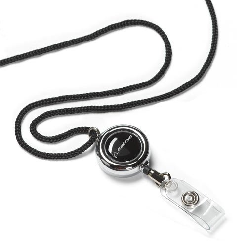 【送料無料】 ボーイング コードリール付 ネックストラップ ブラック 【Boeing Chrome Lanyard】