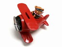 【Red Biplane Bank】 飛行機に乗ったクマ 貯金箱