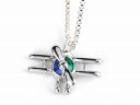 【Biplane Silver-Tone Necklace】 複葉機 シルバー ストーン ネックレス