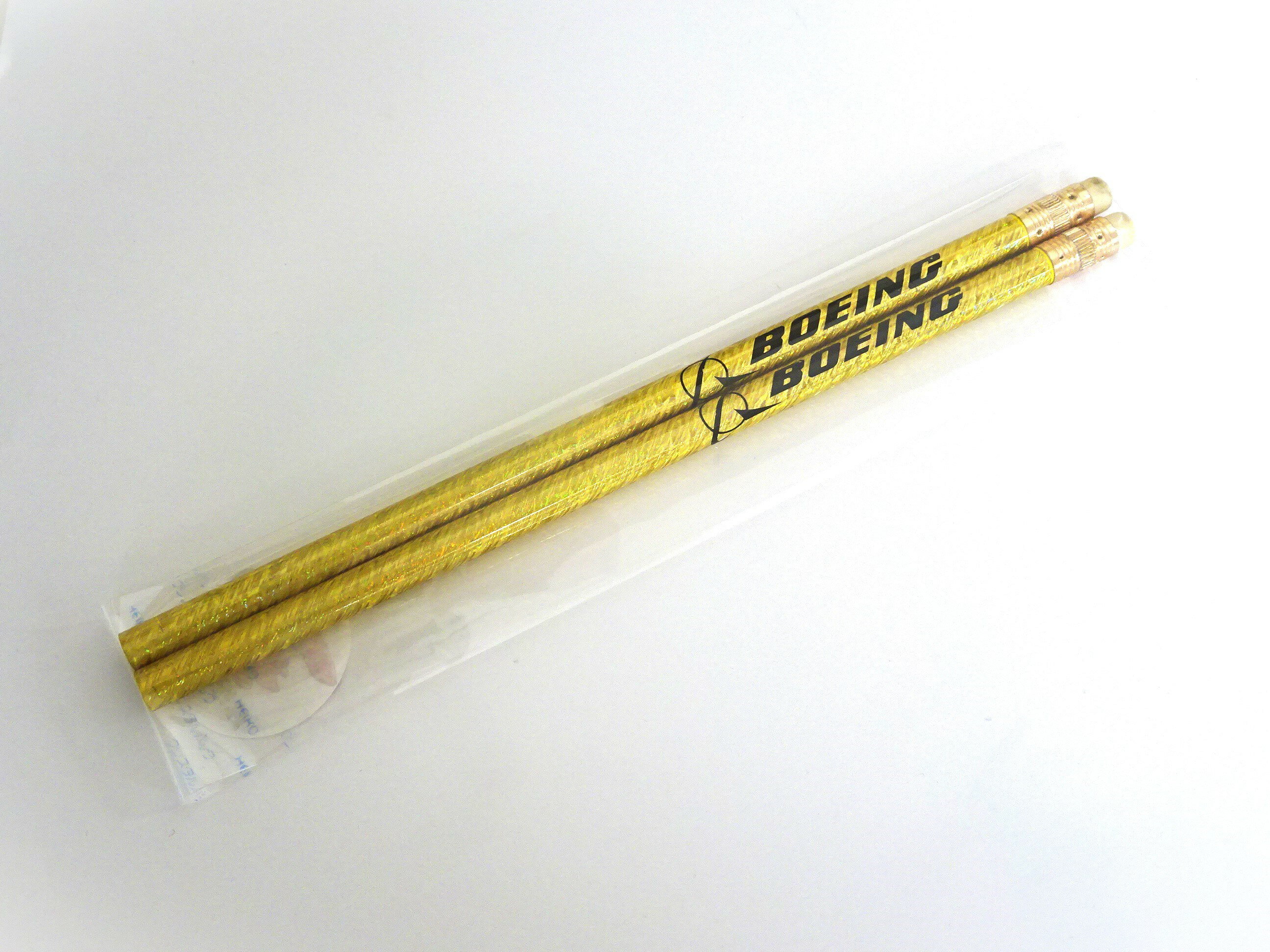 ※ジャンク品 Boeing 消しゴム付えんぴつ 2本セット ゴールド