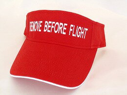 『Remove Before Flight』　サンバイザー 帽子 キャップ 日よけ 飛行機 赤 レッド バイザー