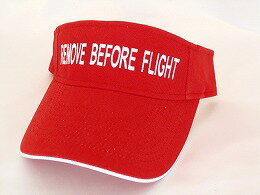 『Remove Before Flight』 サンバイザー 帽子 キャップ 日よけ 飛行機 赤 レッド バイザー