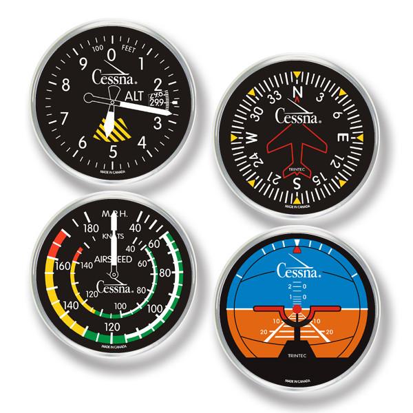 樂天商城 - 【Trintec Cessna Round Coaster Set】 トリンテック セスナ 航空計器 ラウンド コースター セット 9010-CES