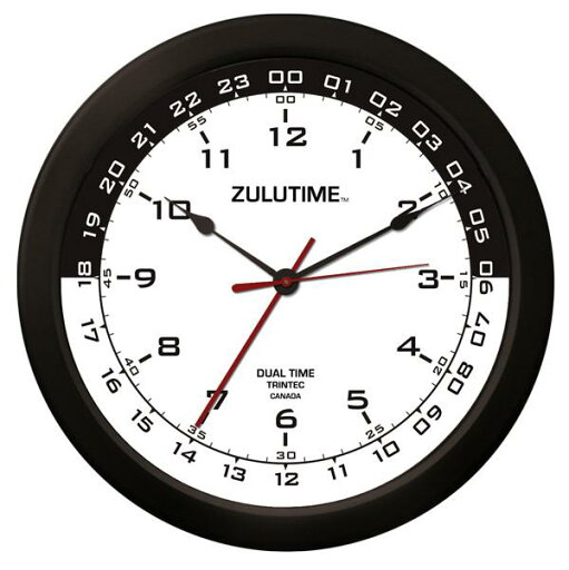 【Trintec ZULUTIME Dual Time Clock】 トリンテック 掛け時計 (白/黒) 14" 24時間計 ZT14-3 【Trintec ZULUTIME Dual Time Clock】 トリンテック 掛け時計 (白/黒) 14" 24時間計 ZT14-3