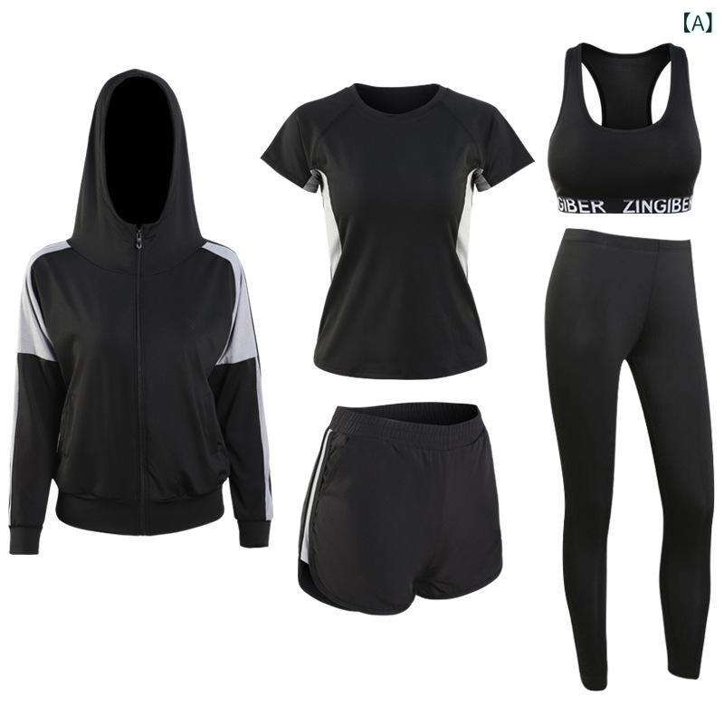 ヨガの スポーツの スーツの 女性の 秋 冬の 5つの セットの ジムの ランニングの ゆったりしている 速 乾の 服の フィットネスの 服の 女性の 1件の 代行