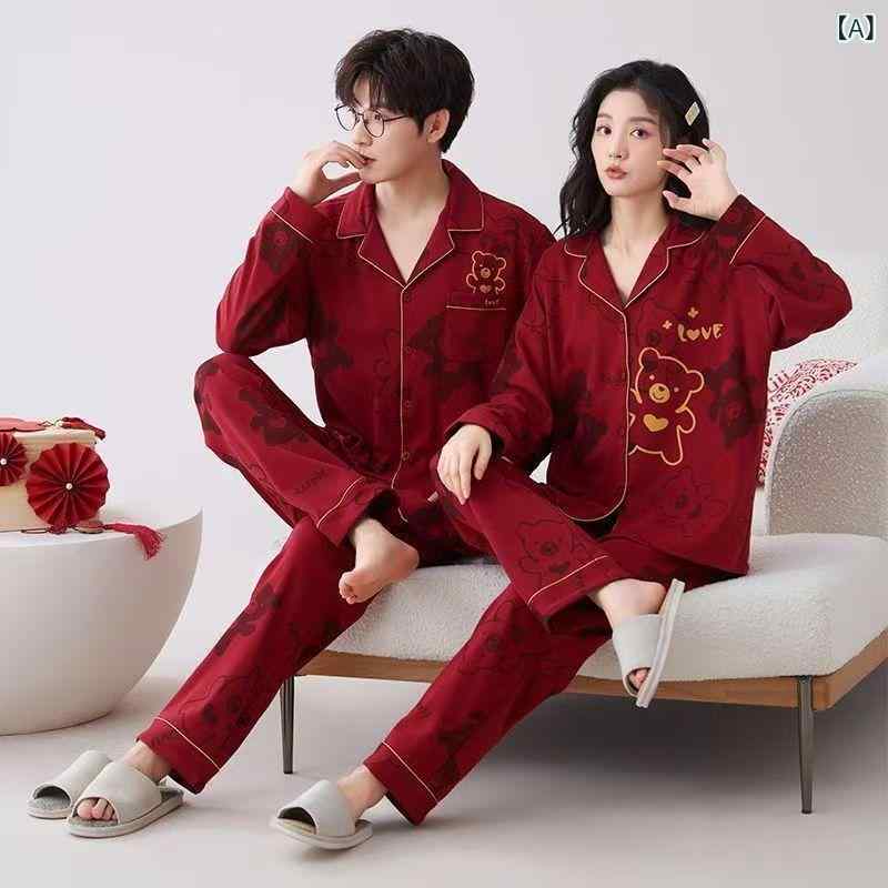 カップルパジャマレッドコットン 2025 春と 秋 長袖 女性の 春と 秋の 結婚式 男性の 干支 年 新婚 ホーム 服製品カテゴリー: スーツ生地名: その他スタイル: カーディガン,シンプルかつカジュアル主な生地構成: コットン厚さ: 薄い生地の厚さ（グラム重量）: 中程度 (161 ～ 180 グラム/平方メートル)襟のタイプ: スクエアカラー袖丈: 長袖パンツ丈: ズボン機能: カジュアル市場投入までの時間: 2025年春季節に合わせて: オールシーズン対応該当するシナリオ: ホーム色: 2530サイズ: 女性M,女性L,女性XL,女性XXL,女性XXXL,男性M,男性L,男性XL,男性XXL,男性XXXLブランド: その他ORIGIN: 汕頭、広東省国境を越えた輸出に独占的に供給されるかどうか: いいえ主な生地成分の含有量: 90% (含む) ～ 95% (含まない)