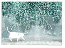 ND タペストリー 北欧 猫 動物 ボタニカル おしゃれ ナチュラル シンプル 植物 グリーン リーフ 大判 癒し 部屋 飾り 窓 景色 オンライン飲み会 背景布 インスタ映え インテリア 布 テレワー(3)