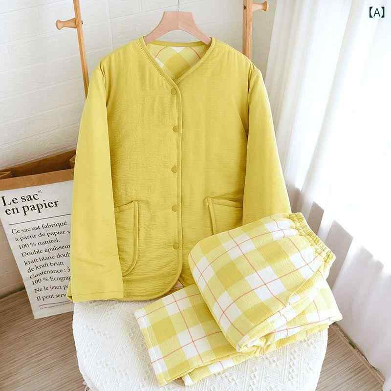 100 % A 類 綿綿 母子 生地 厚手 綿服 冬 男女 セット 純綿 パジャマ ガーゼ 保温 家