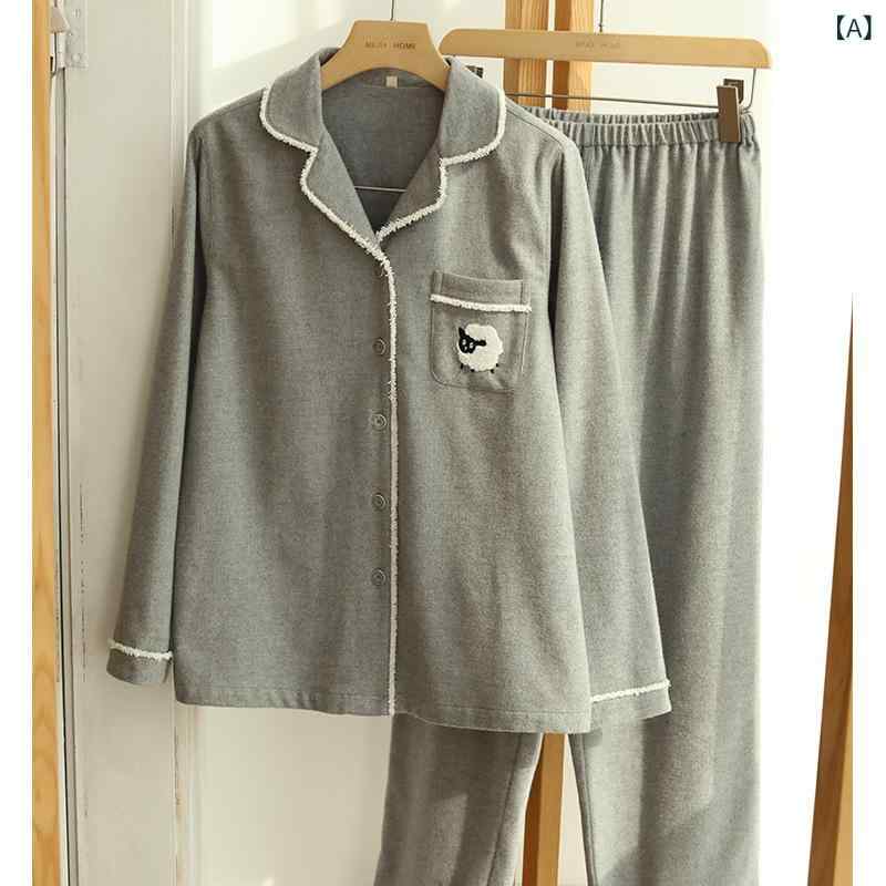 秋冬 カップルの新 商品の全 綿の 毛 磨きの 布は 長袖の ズボンの 家庭 服の カジュアルな パジャマの..