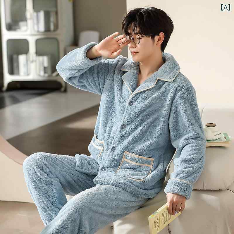 カップルの パジャマ 秋冬の 女性と ベルベットの 厚い 保温 サンゴの ベルベットの ぬいぐるみの 家庭..