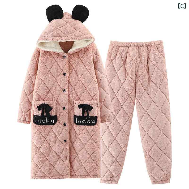 カップルの パジャマ 冬の 三 層の 厚い 綿...の紹介画像3