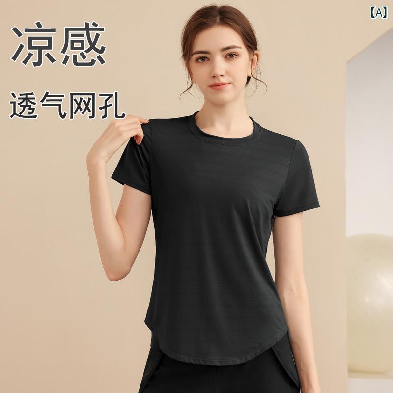 2025 新型 スポーツ 半袖 フィット ネス 上着 純 色 スポーツ t シャツ 女性 ゆるい 着痩せ メッシュ 通気 ヨガ 服色: 黒,プレミアムグレー,ネイビーブルー,ライトブルー機能: 通気性のあるファブリック: ナイロン素材構成:...
