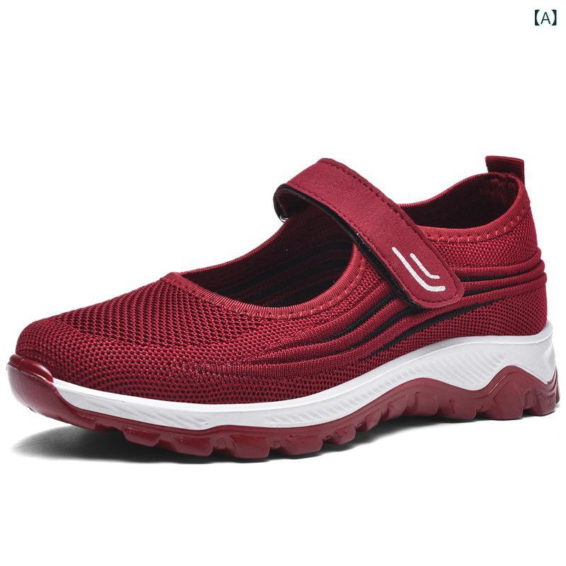 中高年の 健 歩 靴の 女性の 靴の 古い 北京の 布の 靴の 滑り 止めの 柔らかい 底の ミルクの 靴の 靴..