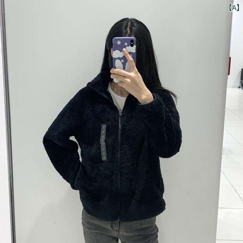 乐天商城 - 日単 女装 24 秋冬 ロング パイルの ジッパー ジャケット 長袖 カーディガン 立 襟 コート ジャケット 470137