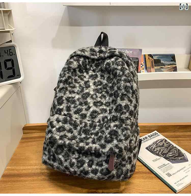 Ins 少女 レトロファッションヒョウ 柄 ランドセル 大学生 大衆 デザイン 感 カジュアルバックパック大 容量 カバン
