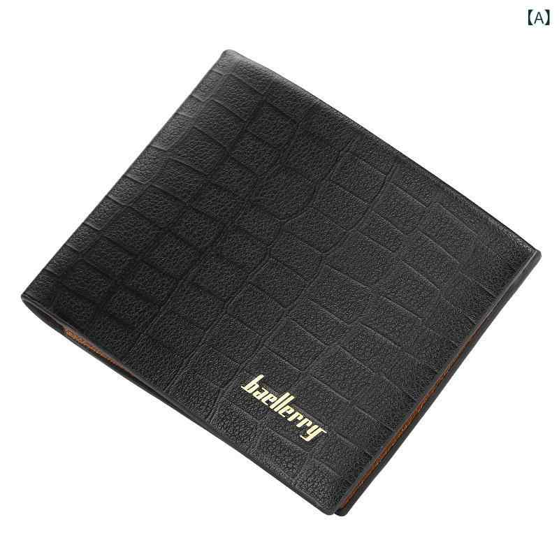 乐天商城 - Baeller ry メンズ ショート 財布 韓国 版 マルチカードホルダー 三 つ折 財布 ファッション ワニ 柄 ソフト スキン 小銭 入れ