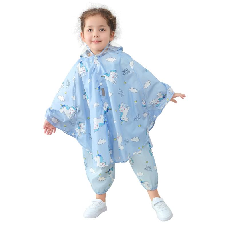 Rakuten - [Litchii Guusii] レインポンチョ レインコート キッズ 恐竜 撥水 子供 ランドセル対応 かわいい おしゃれ 雨具 レインウェア 男の子 女の子 収納バッグ付き カッパ ポンチョ 透明窓付き 反射テ