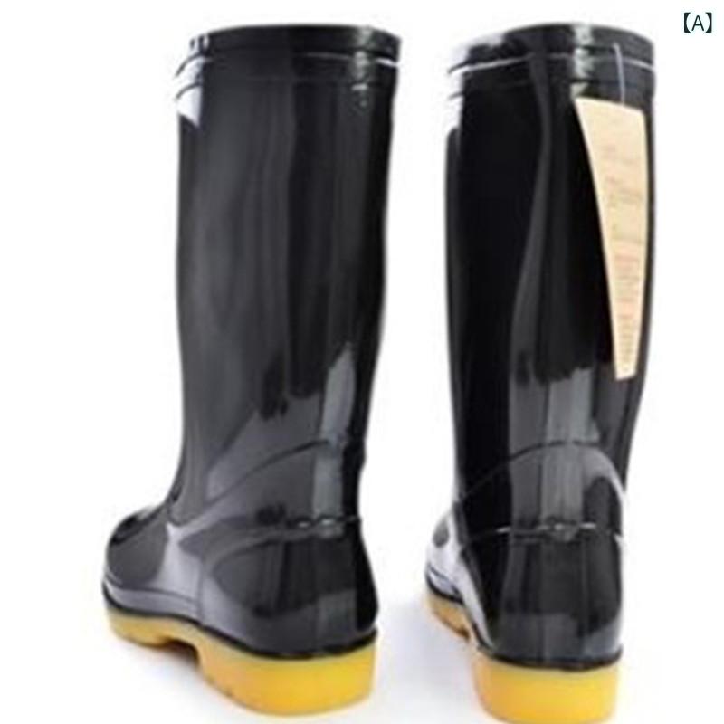 強 鷹 黒色 工 鉱水 靴 高 筒 雨 靴 工事 現場 労働 保護 男性 耐 摩耗 性 滑り 止め 絶縁 雨 靴 メーカー 卸売り