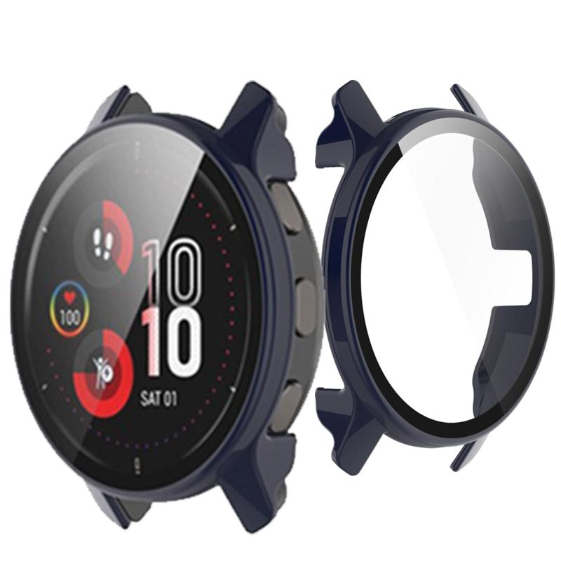 UIUIKA For Garmin Venu 2 カバー ガーミン Venu 2 保護ケース 強化ガラスフィルム&amp;PCフレーム 落下防止 衝撃吸収 スクラッチ防止 防塵防水 指紋防止 軽量薄型設計（ブルー)