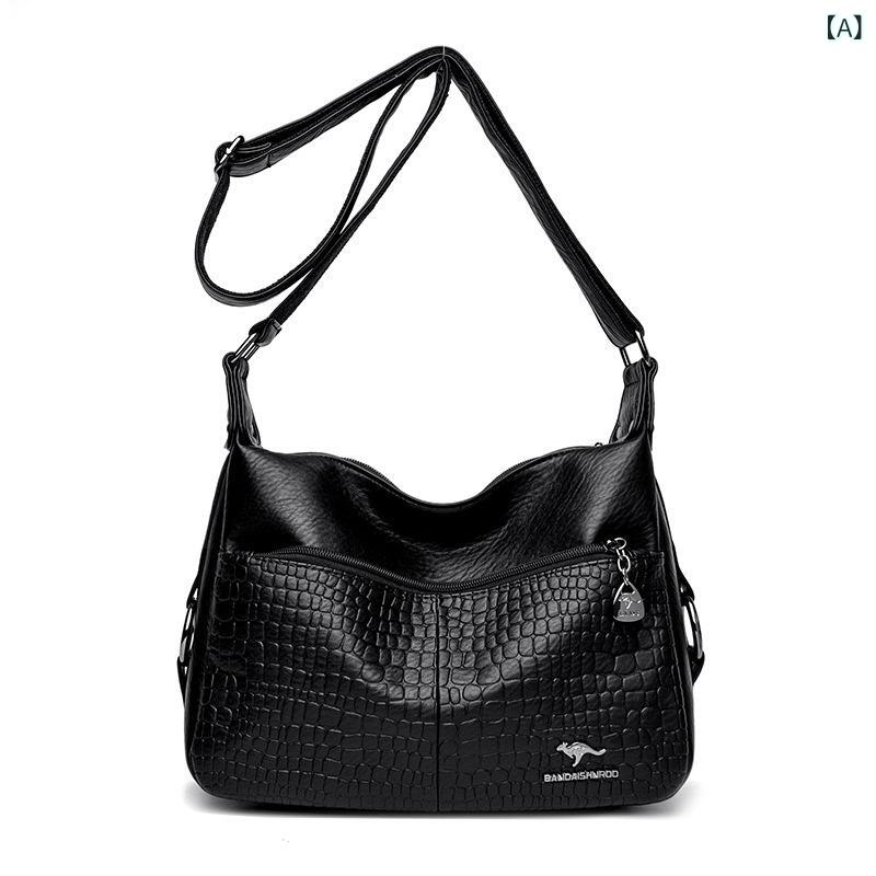 アカザの カンガルーの 中年の 女性の カバン 2024の 新型の 女性の 肩の 斜めの バッグの ファッションの 百 合の 柔らかい 皮の大 容量の ショルダーバッグ