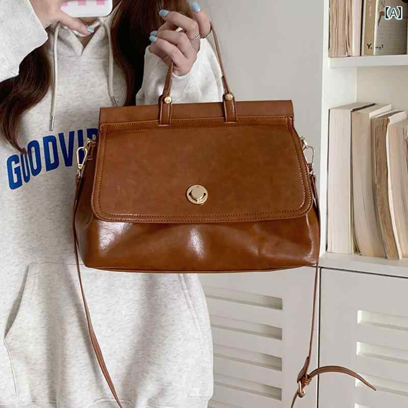 2025 秋冬 新作 レディース レトロメッセンジャーバッグ デイリー 通勤 バッグ大 容量 高級 感 ハンドバッグ ブリーフ ケース ショルダーバッグ