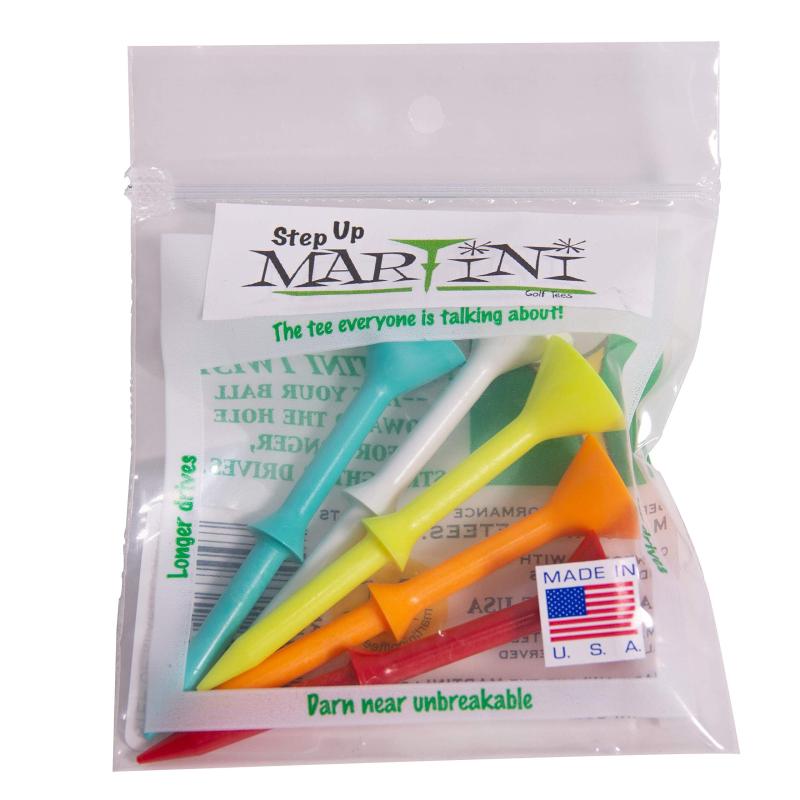 Martini Golf Tees DMT007 丈夫なプラスチックステップアップティー(5パック)、アソートカラー、3.25インチ