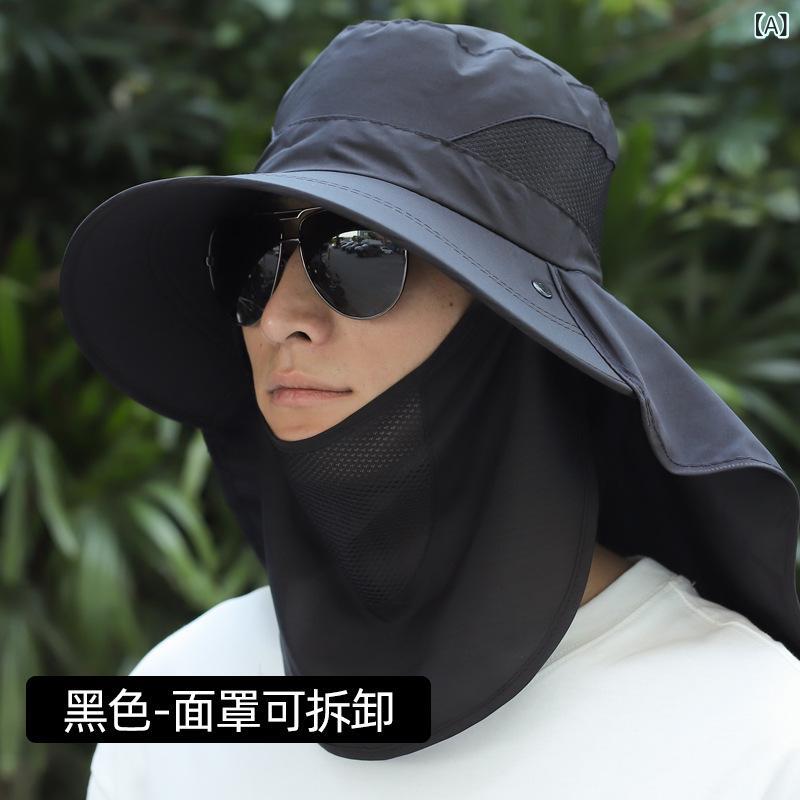 日焼け 止め 帽子 メンズ 夏 日よけ 帽子 アウトドア 釣り 帽子大きな ひさし 顔 カバー 漁師 帽子 紫外線 防止 太陽 帽子(x25)