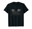 黒猫 顔 グラフィックデザイン 面白い猫好き ハロウィンギフト Tシャツ