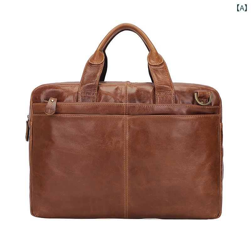厳選 さ れた ビジネスメンズバッグ、本 革 ハンドバッグ、 輸入 一 級 牛革 ブリーフ ケース、 オイルワックスレザー、 メンズ 一 級 オイルワックスレザー(4.0)