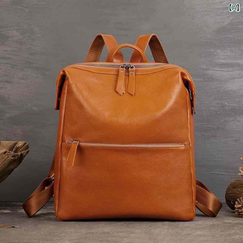 欧米の レ トロな本 革の リュックサックは 手で 色を 拭きます。(4.0)