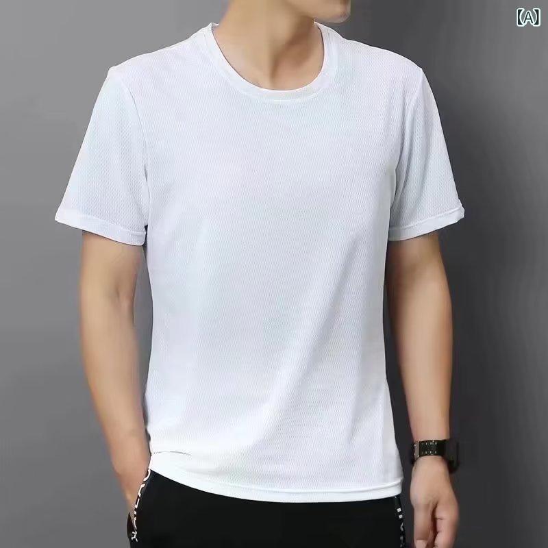 乐天商城 - メーカー 卸売 通 気性 アイス シルク 吸汗 半袖 Tシャツ メンズ 春 夏 トップス 半袖