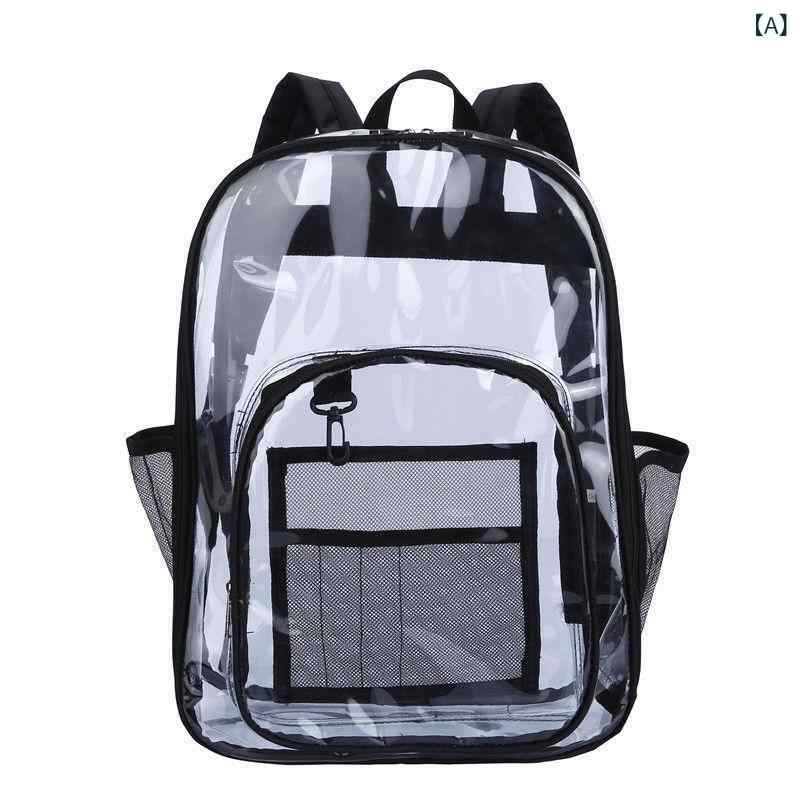 Rakuten - 透明 バック パック PVC バック パック 女性の大 容量 バック パック 男性の 新しい 学生 バッグ 防水 シンプルな 旅行 収納 袋