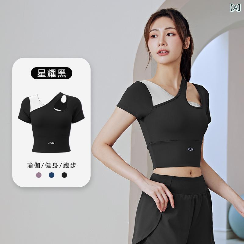 Juyitang ピーチ オフショルダー カラー ブロック ヨガ 半袖 フィット ネス ヌード フィーリング スポーツ トップス 女性 用 胸 パッド 付きソースカテゴリ: 現物製品カテゴリ: Tシャツ機能: 速乾ブランド: なし適用性別:...