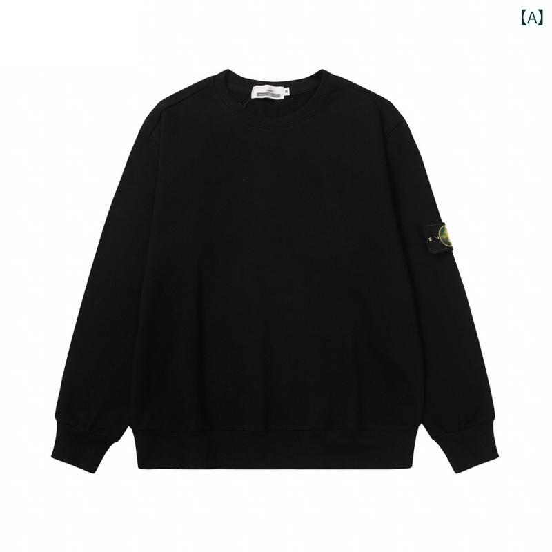 クロス ボーダーの クラシック ストーン STONE Four Island ソリッドラウンドネックバッジ 長袖 プルオ..