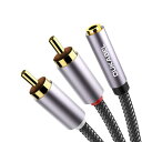 DuKabel 3.5mm(メス)-2RCA(オス)ステレオミニプラグ変換ケーブル rca 3.5mm 変換 RCA変換ケーブル 3.5mm to 2RCA オーディオケーブル 三重シールド 二重編組クリスタルナイロン 30cm RCA AUX スピーカ(2)