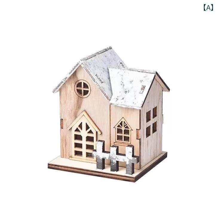Other - クリスマスの 装飾 品の デスク トップの 置物の 発光の 小さい 木屋の 北 欧風の 復古の 木製の 小さい 家の クリスマスの 置物