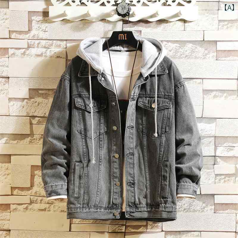 Rakuten - 大きい サイズの 男性の 帽子の デニムの 服の カップルの ゆったり した コートの デニムの ジャケットの 代行