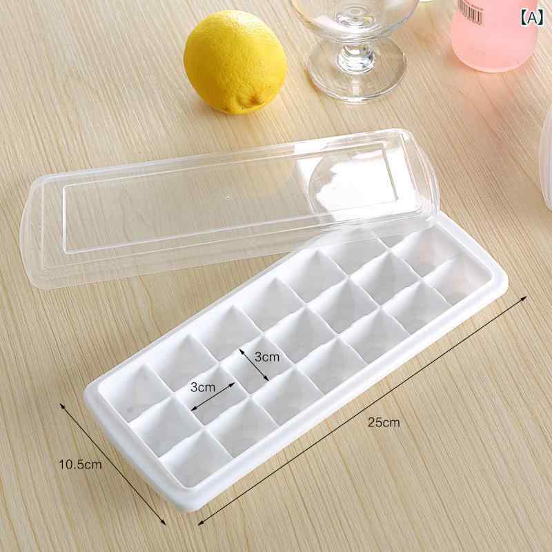 Spice Containers - 蓋 付き 正方形 製氷 皿 21 格 / 65 格 プラスチック PP 製氷 型 冷蔵庫 用 製氷 ボックス 製氷 型 急速 冷凍