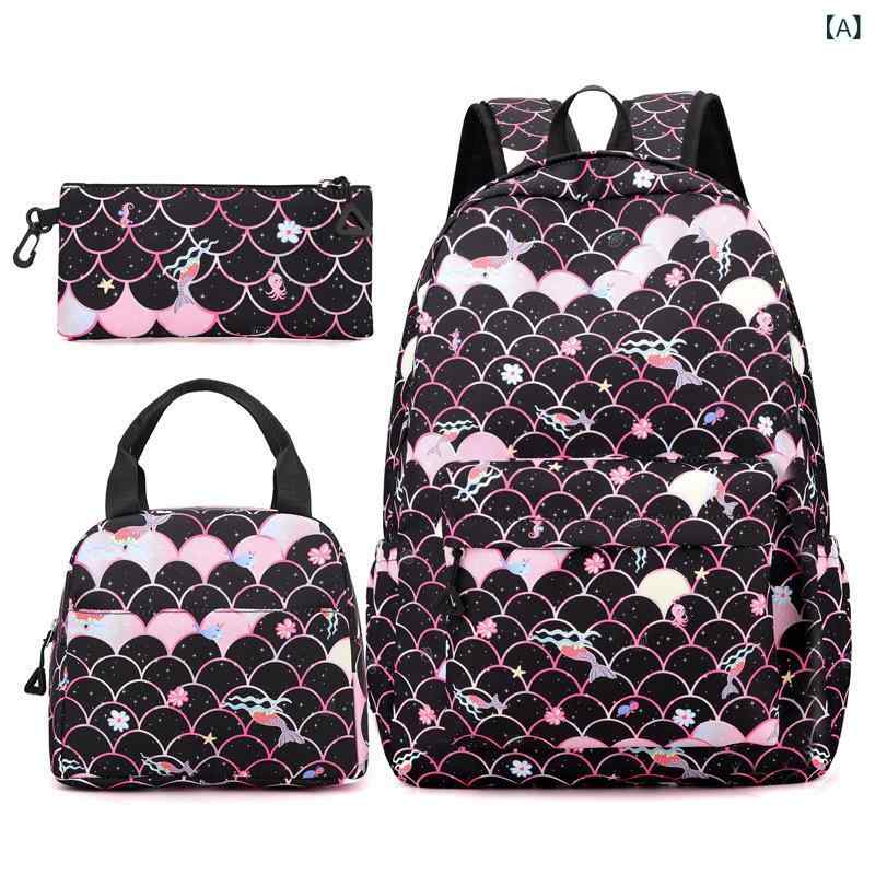 Men'S Bag - 2024 新しい 小学生 バッグ 女性の バック パック 3 点 セットファッショナブルな プリントトレンディな プリンセス スタイルの クロス ボーダー 外国 貿易