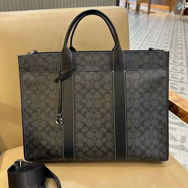2025 新品 メンズクラシックロゴ WESLEY トートバッグレトロ老 花 メンズブリーフケースラップトップバッグ